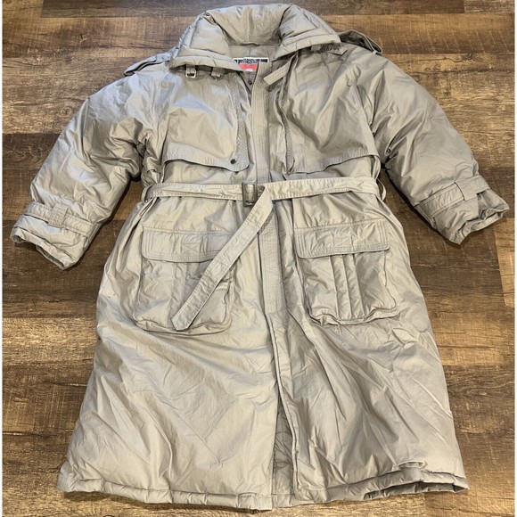 Long Duck Down Coat Parka Overcoat Unisex Men L / W XL 112 Vintage Natur Daunen - Picture 3 of 16